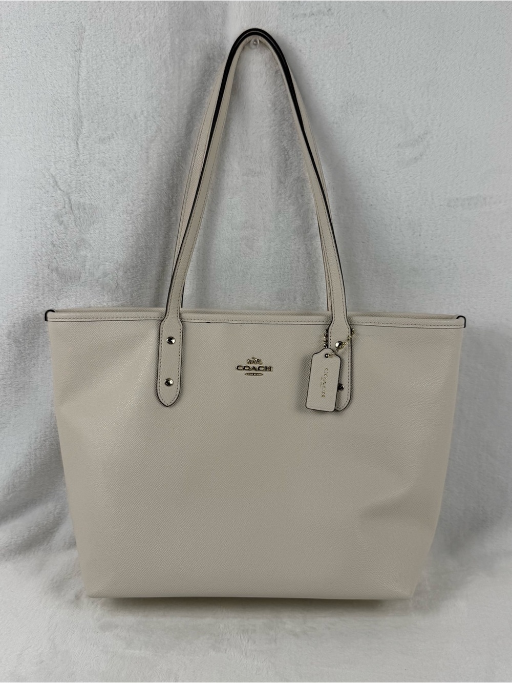 Coach F58846 City Zip Tote Chalk Ivory Crossgrain Leather Shoulder Bag